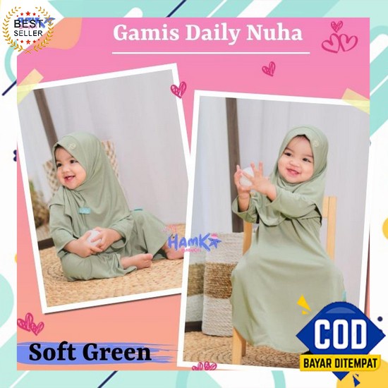 Gamis Anak Usia 0-1-2 Tahun Delisa Syari Kids Bahan Jersey Mix Tile Mutiara Gamis Syar'I Anak Cewek 