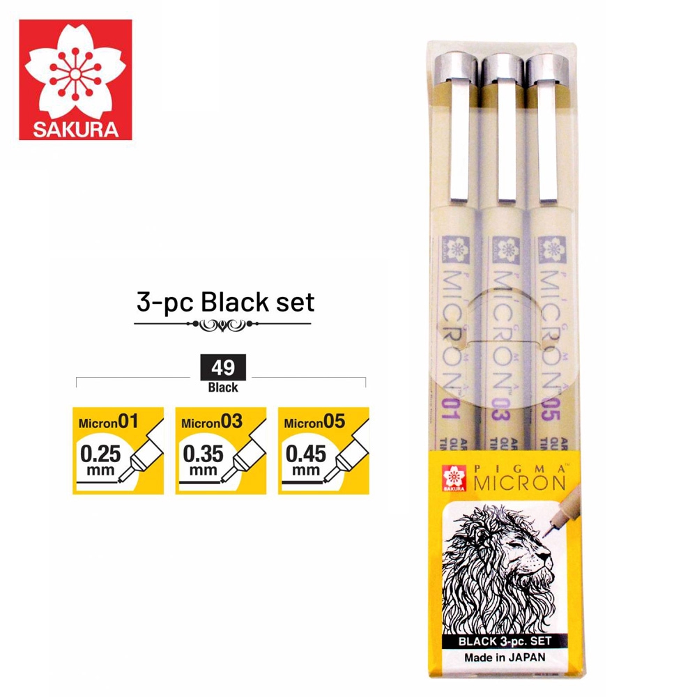 

Sakura Pigma Micron Black Set 3