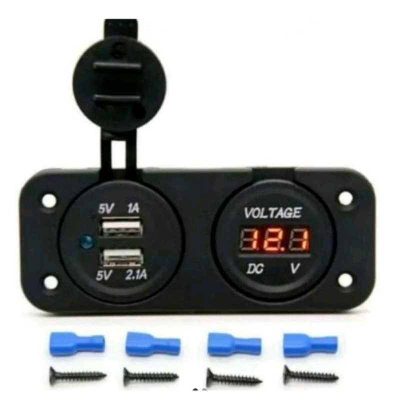 Volmeter + charger hp usb body motor universal