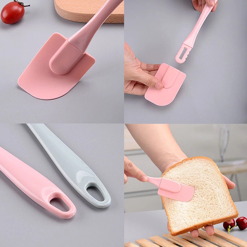 3pcs / Set Spatula Pengikis Krim / Mentega / Minyak Multifungsi Bahan Silikon Anti Lengket Untuk Alat Dapur