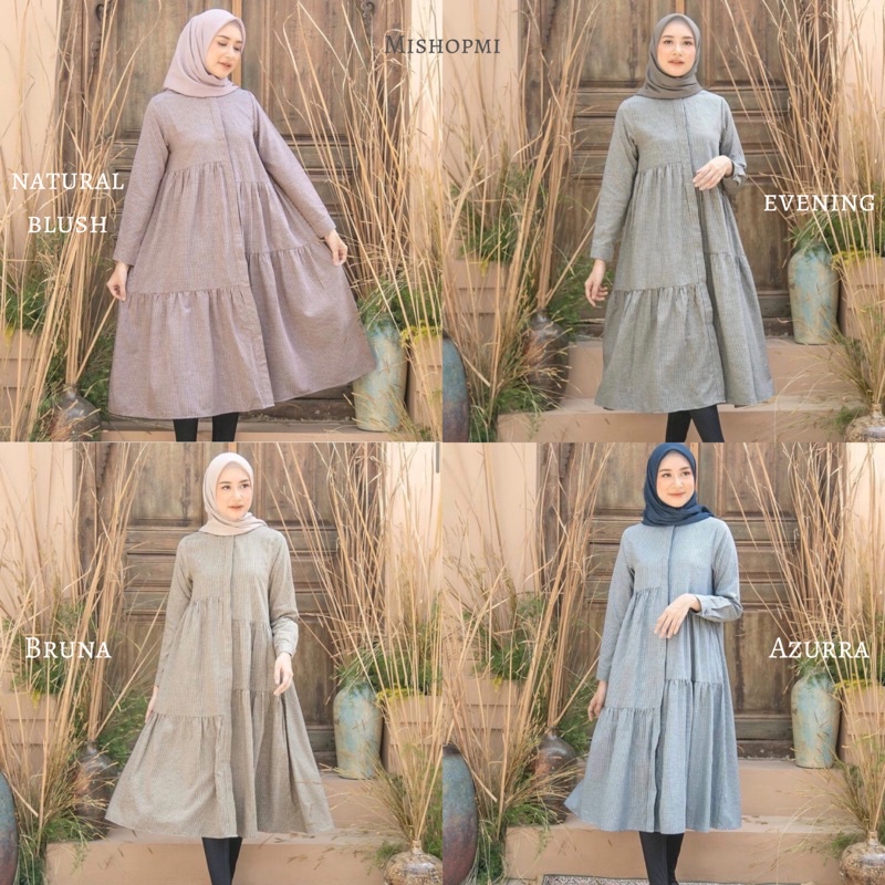 Ayesha Long Tunik HL Natural Blush Bruna Azurra Evening Size XS S M L XL XXL by Heaven Lights