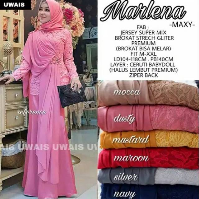 Marlena maxi/dres/marlena by uwais/ORI SOLO/gamis pesta/kondangan/dres brukat/dres pesta jersy super