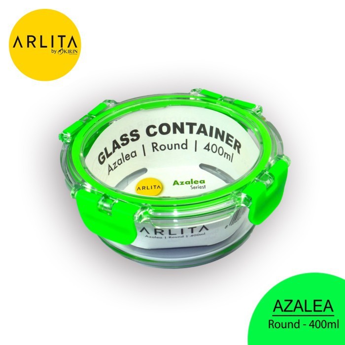 terlaris produk  ARLITA AZALEA ROUND GREEN Glass Container 400 ML - BY KIRINbarang ready