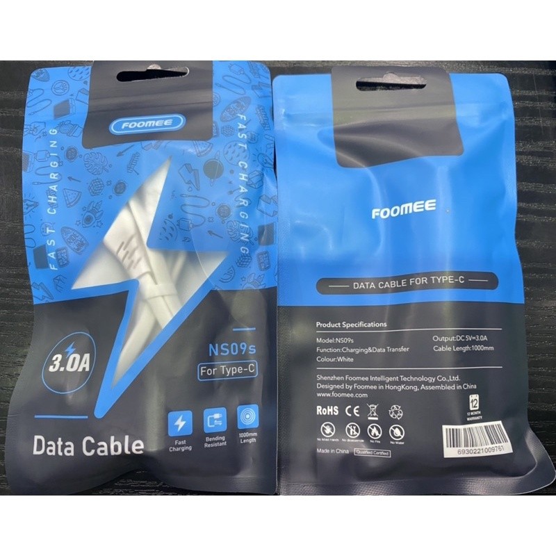 Kabel Type C FOOMEE NS09S Kabel Data Type C Fast Charging 3.0A 100CM