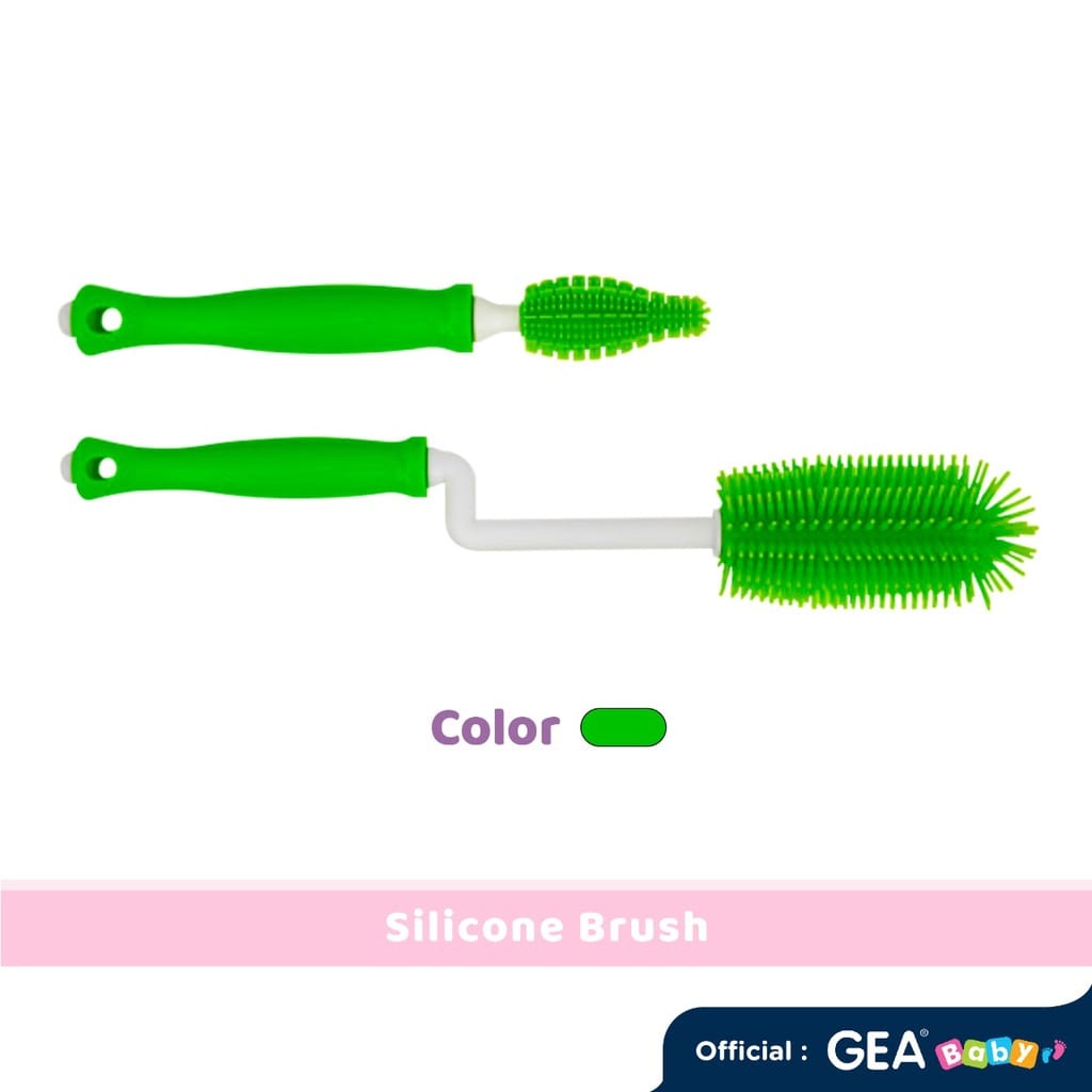 Putti Atti Silicone Bottle &amp; Nipple Brush - Sikat Botol &amp; Dot Bayi Silikon (Green/Yellow)