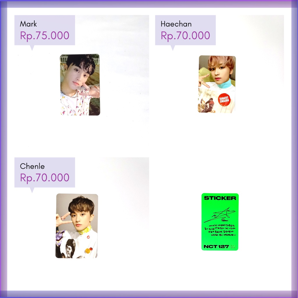 READY OFFICIAL PHOTOCARD PC NCT 127 STICKY STICKER SEOUL CITY AR SELCA AR CLIP CARD MARK HAECHAN TAE
