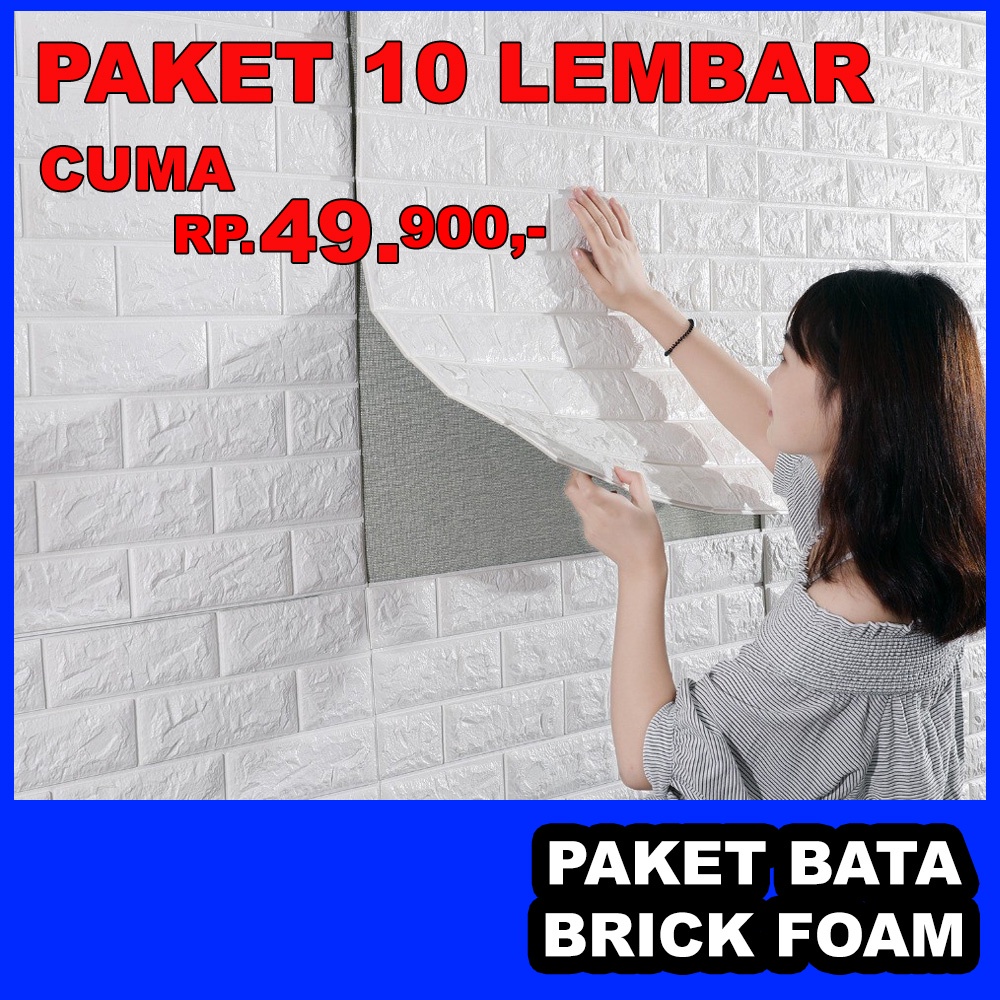 PAKET 10 LEMBAR / COD / WALLPAPER 3D FOAM / BRICK FOAM BATU BATA / WALLPAPER DINDING