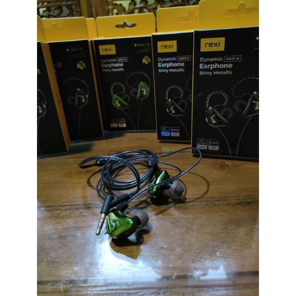 REXI Earphone headset hansfree AK01-K shinny metallic