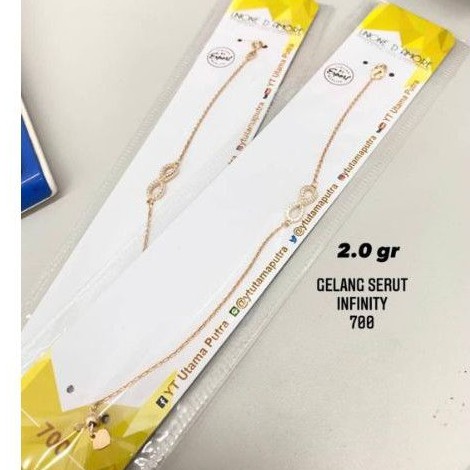 Gelang Emas Asli Rantai Serut Infiniti Infinity Kadar 700 750 16K 17K gr gram Rose Gold Kuning Putih