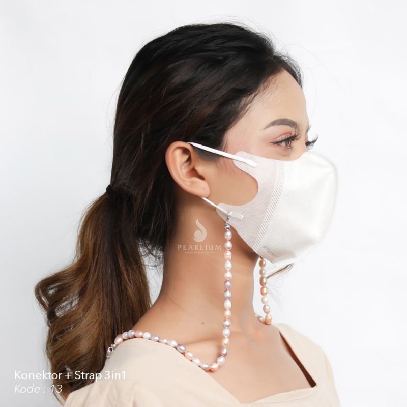 KONEKTOR MASKER HIJAB JILBAB MUTIARA ASLI LOMBOK-STRAP KALUNG MASKER MUTIARA ASLI, KALUNG MUTIARA AS