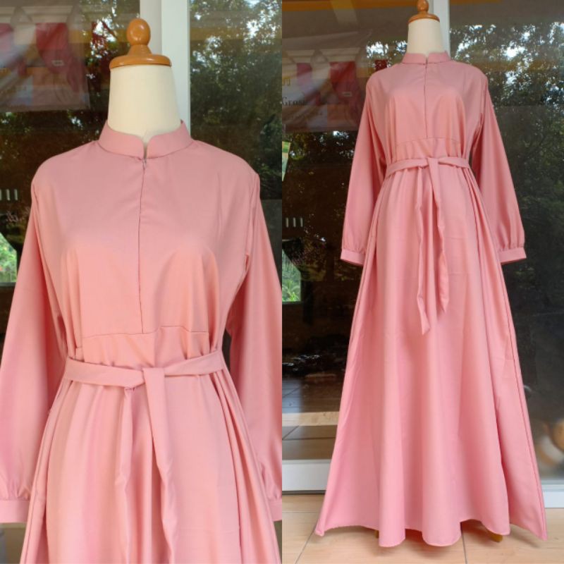 Dress Toyobo Polos Tangan Manset