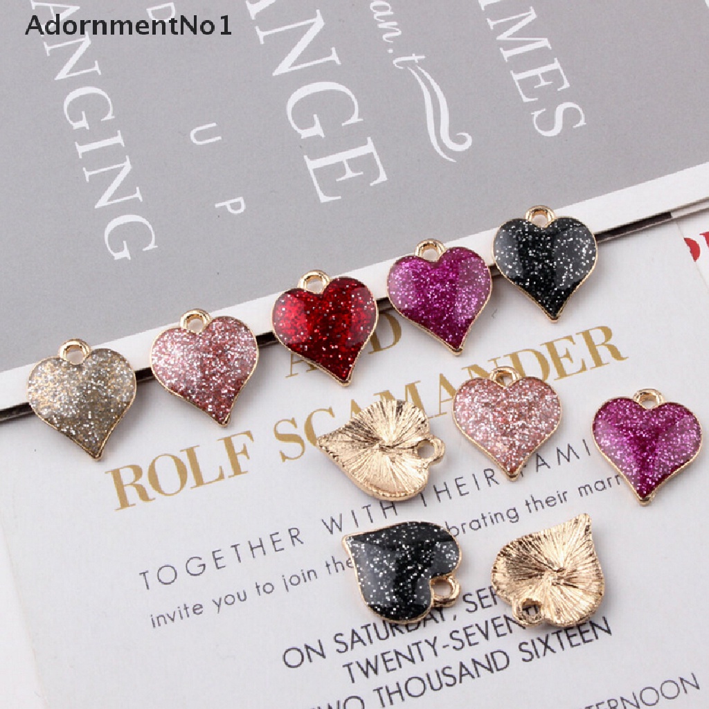 (AdornmentNo1) 10pcs / Set Liontin Hati Enamel Bahan Alloy Handmade DIY Untuk Wanita