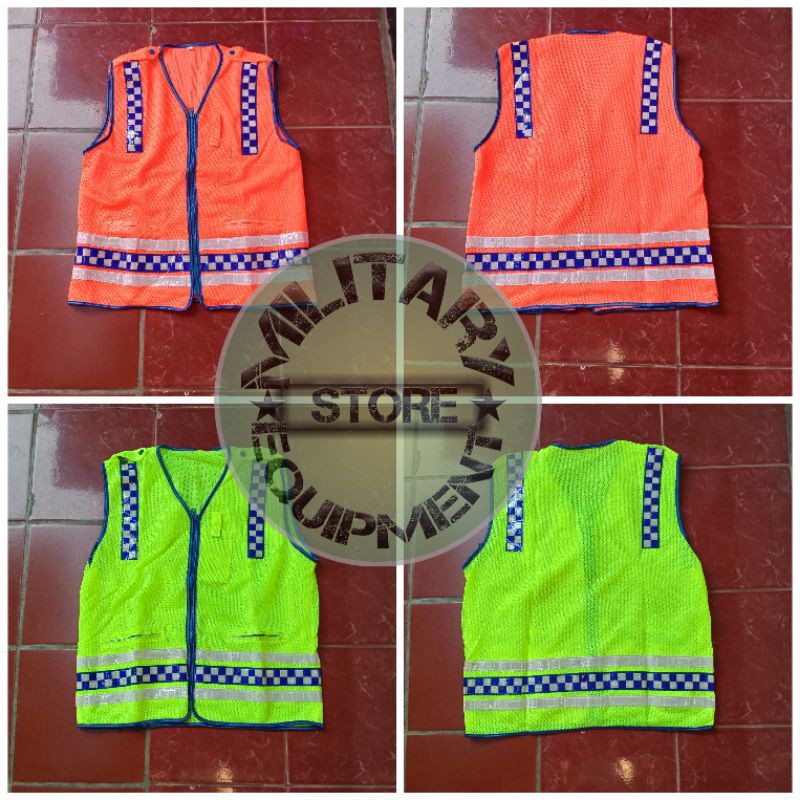 rompi safety jala - jaring polos orange - hijau