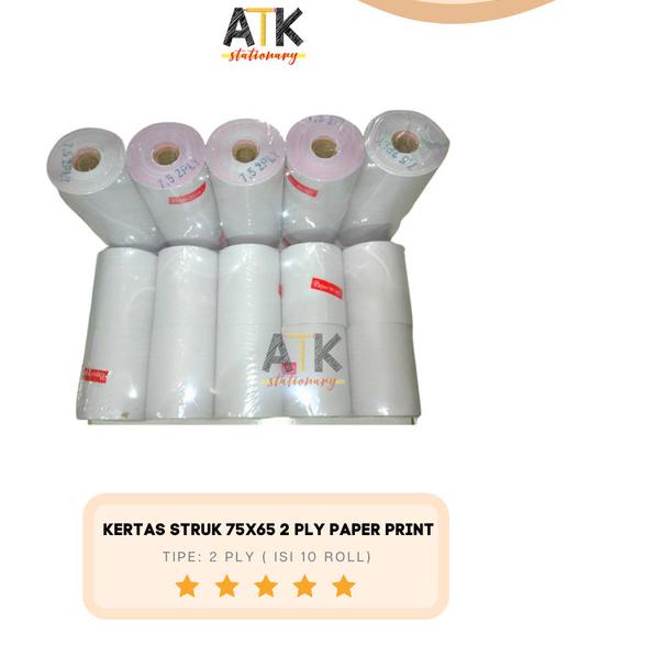 

➺ Kertas Struk Kasir / Kas Register 75X65 (2 PLY) Paper Print atk ➹