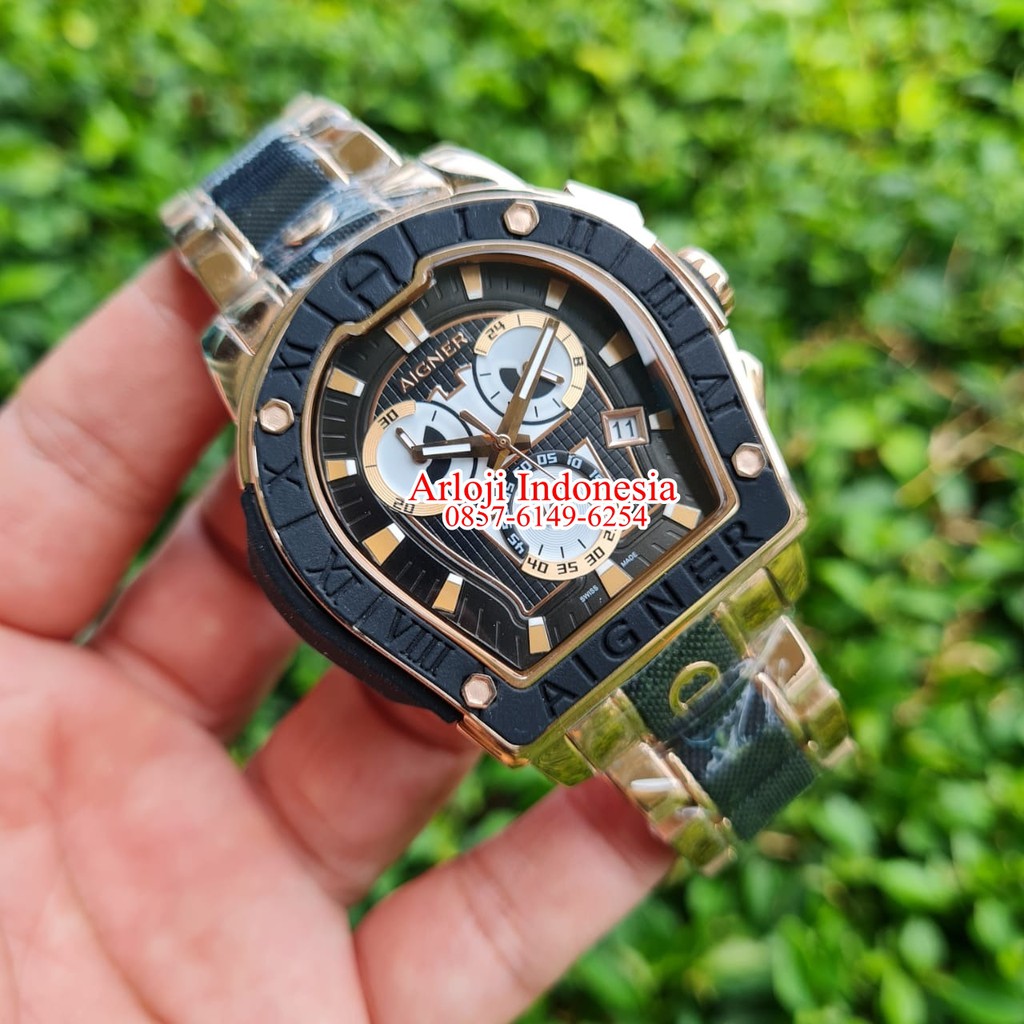 Diskon Jam Tangan Pria Aigner Roma Chrono Stainless All Steel Kombi Garansi 1th