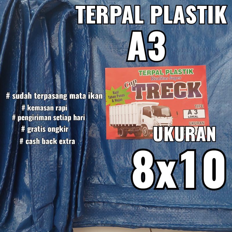 Terpal plastik A3 ukuran 8x10 meter cap TRECK