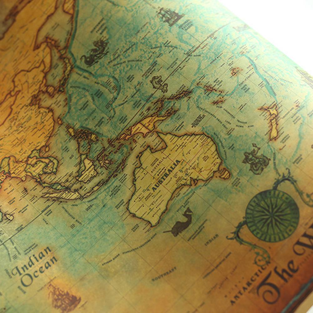 Lanfy Peta Dunia Vintage Di Hiasan Dinding71 * 36cm Poster Dinding Atlas Poster Retro Globe Map