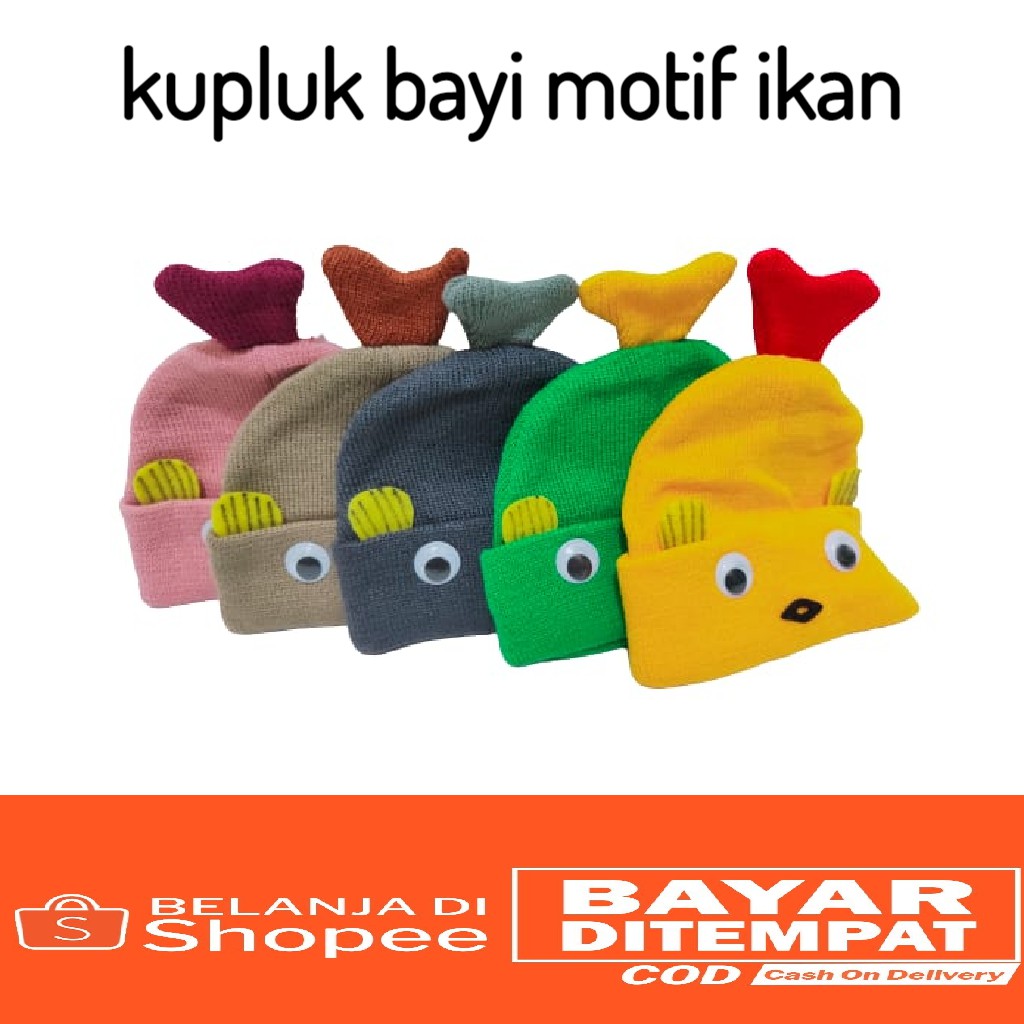 kupluk bayi motif ikan lucu imut baby hat rajut_PURANGSAKATO SHOP