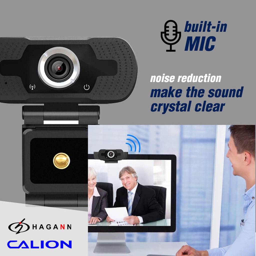 Webcam 2MP Full HD 1080P USB Mic Mini FREE Tripod PC  Laptop Komputer | Web Cam Calion CAL-2006WA