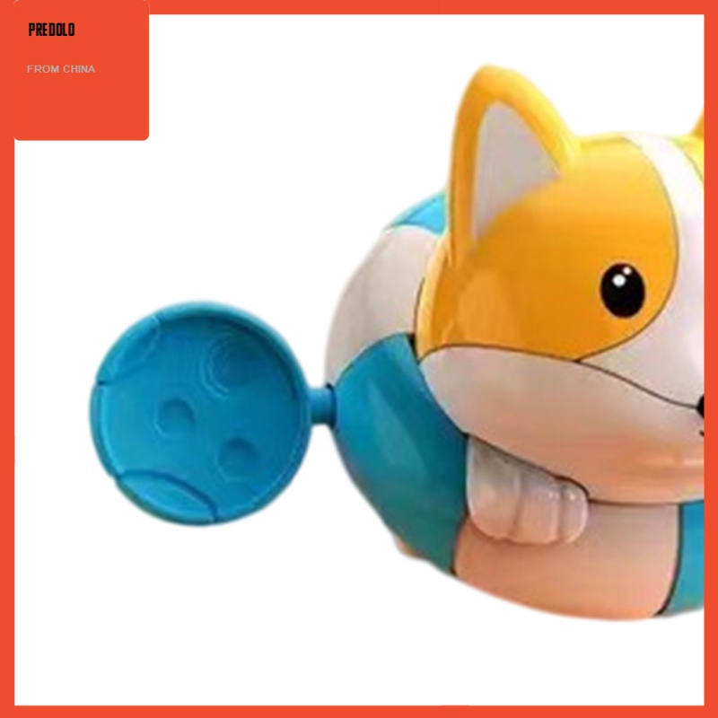 [In Stock] Novelty Clockwork Wind Up Toy Dog Dabbling Shower Water Bath Toy Orange