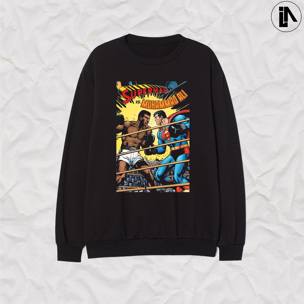 CREWNECK /  SWEATER MUHAMMAD ALI VS SUPERMAN VINTAGE STYLE UNISEX