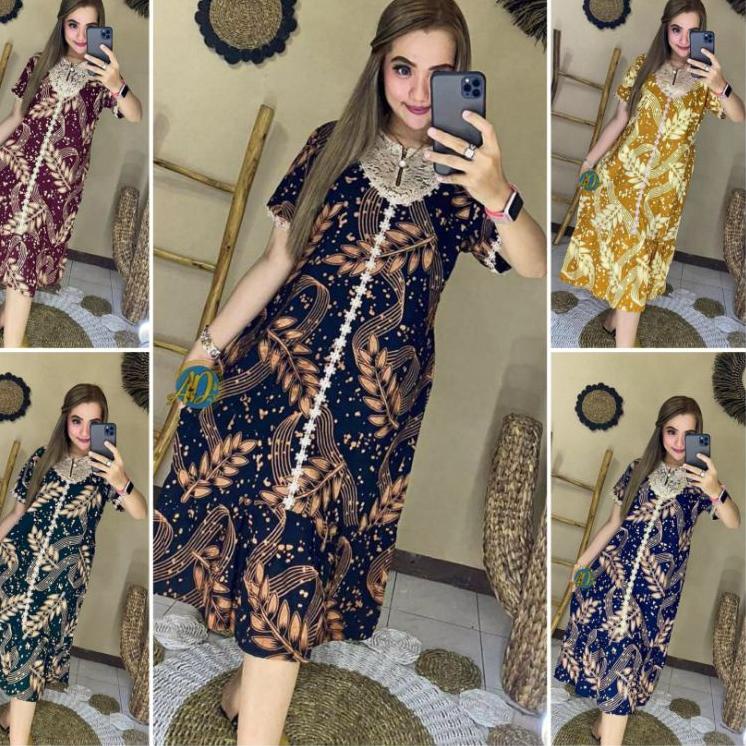 Daster Kekinian Arab Motif Daun Melody New | Resleting Depan Busui Friendly ‑ GMD.26Au22ᴳ