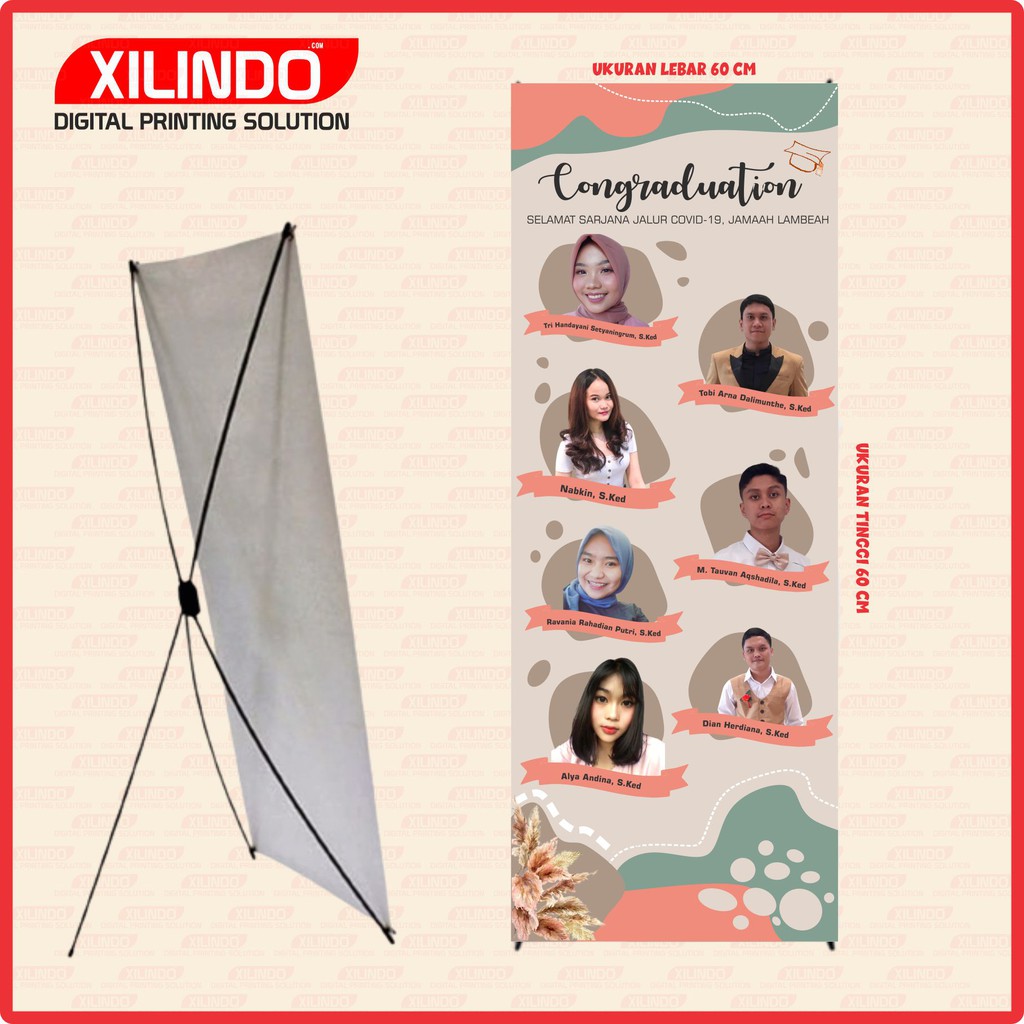 PAKET STAND BANNER XBANNER ACARA WISUDA KELULUSAN MOTIF SHABBY CHIC