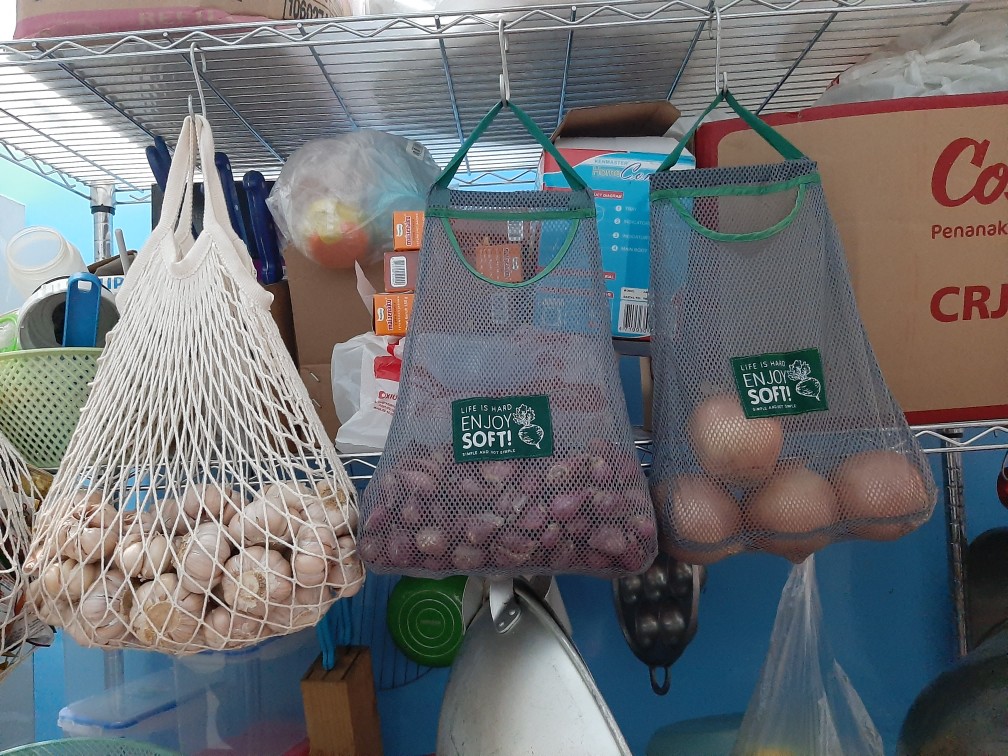 Sayuran Buah Bawang Gantung Dapur Kantong Tas Jala Tas Belanja