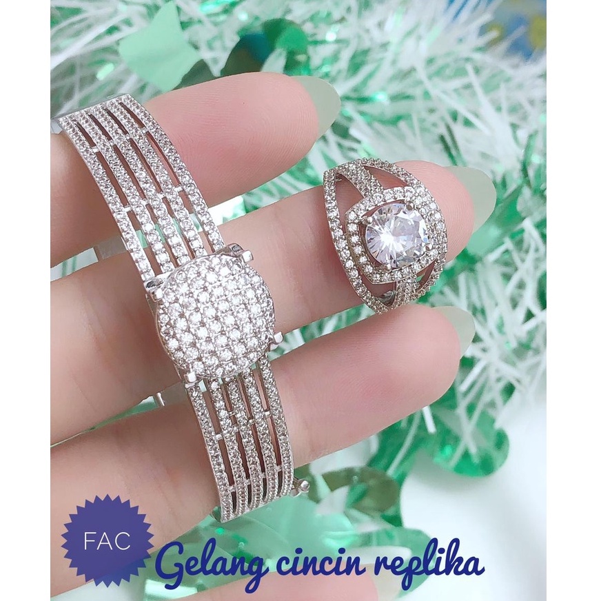 (SEP) TERLARIS Set Perhiasan Gelang Cincin Berlian Super Mewah Xuping Silver Permata Titanium Realpi