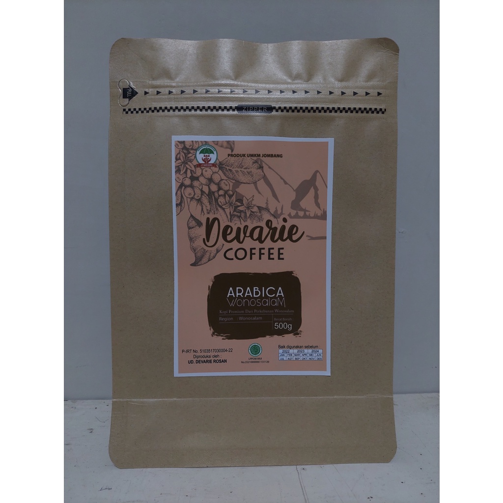 

Kopi bubuk murni "Devarie Coffee Arabica Wonosalam 500 gr