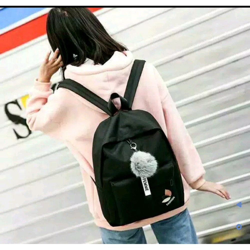 Lihat Detal TAS RANSEL WANITA BACKPACK FASHION KUALITAS IMPORT HARGA LOKAL GRATIS POM POM  Grosir