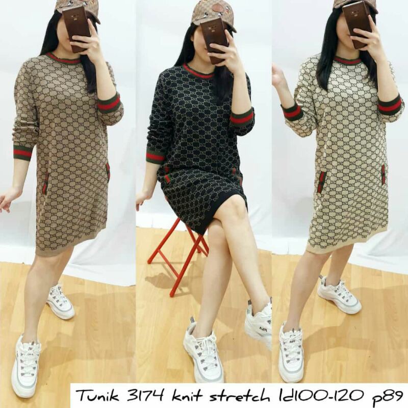 Dress rajut guci/tunik wanita bahan rajut import halus real pict