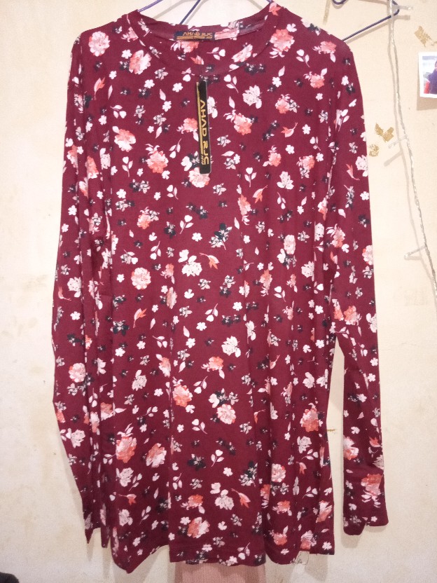 Kaos Motif Lengan Panjang Katun Waffle