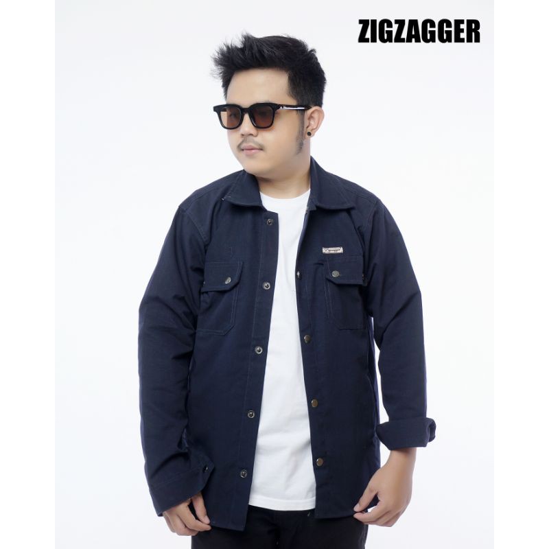 ZIGZAGGER Jaket Kemeja Trucker Semi Parka Pria|Kemeja Polos Pria|Kemeja Semi Parka TerlarisKemeja Pa