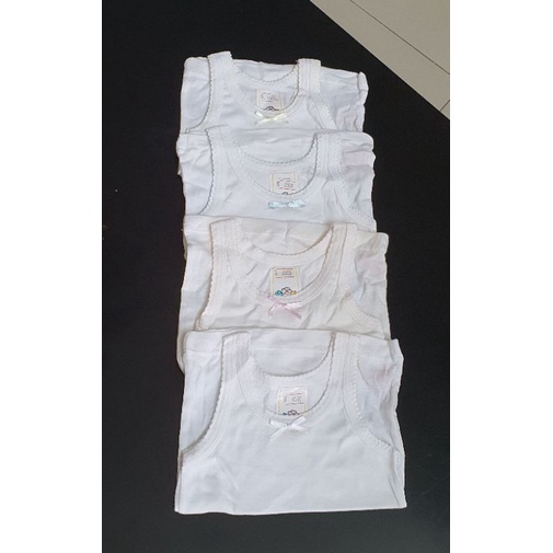 kaos dalam pita baby girl putih pita Nova new born- 3 bln.
