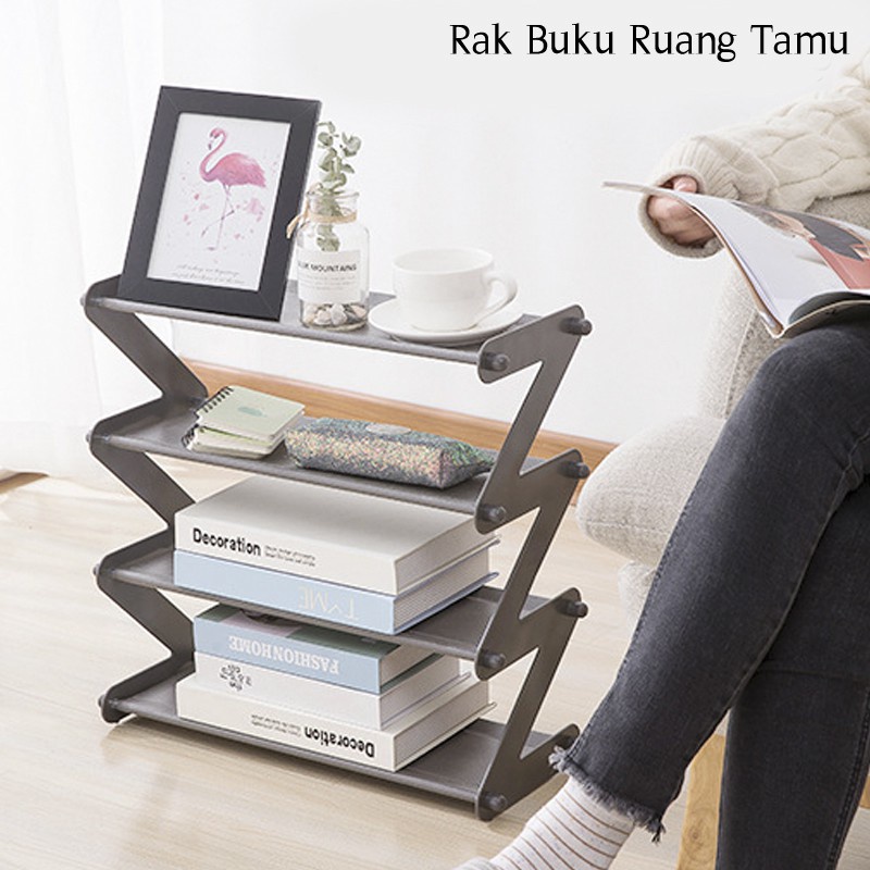 Rak Sepatu ZIG ZAG 4 Susun Rak Buku Serbaguna Mudah Bongkar Pasang Rak Sepatu Stainlees GOSHOP88