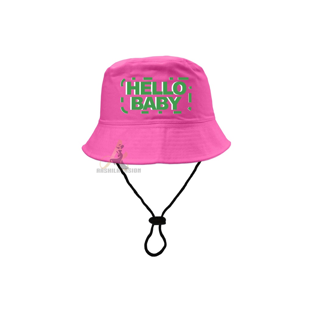 Topi Bucket Hat anak sablon Hallo Baby/Bucket Sablon Hallo Baby 2-8 tahun