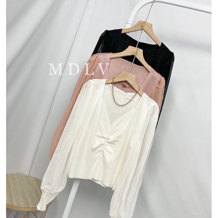 MDLV ~ 3546 Maggie Knit Top Women Knit Blouse Premium Blouse Import Atasan Rajut Lengan Panjang Fashion Import