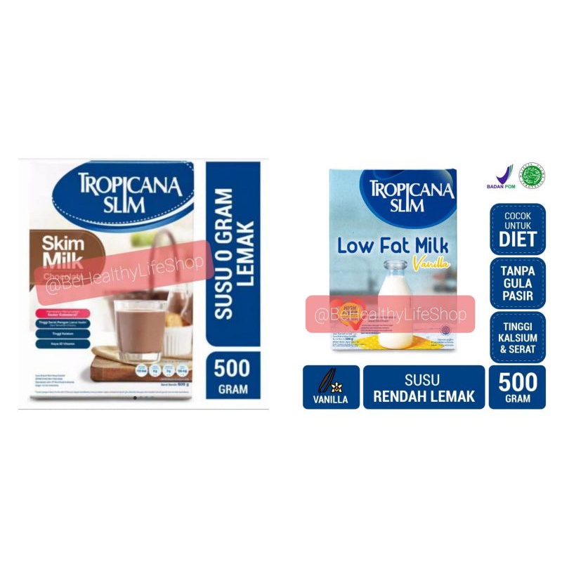 

Susu Tropicana Slim skim milk Fiber Pro / Coklat / Coffee / Susu Low Fat Vanilla / Korean Strawberry / Machiato 500 gr