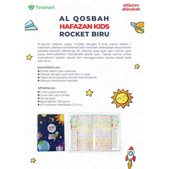 

Al Qur'an Al Qosbah hafazan kids roket biru