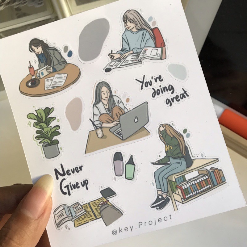 

korean sticker set/ aesthetic sticker/ study sticker/ stiker jurnal