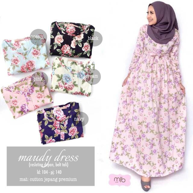 Maudy dress/dress katun jepang/gamis katun jepang /gamis muslimah