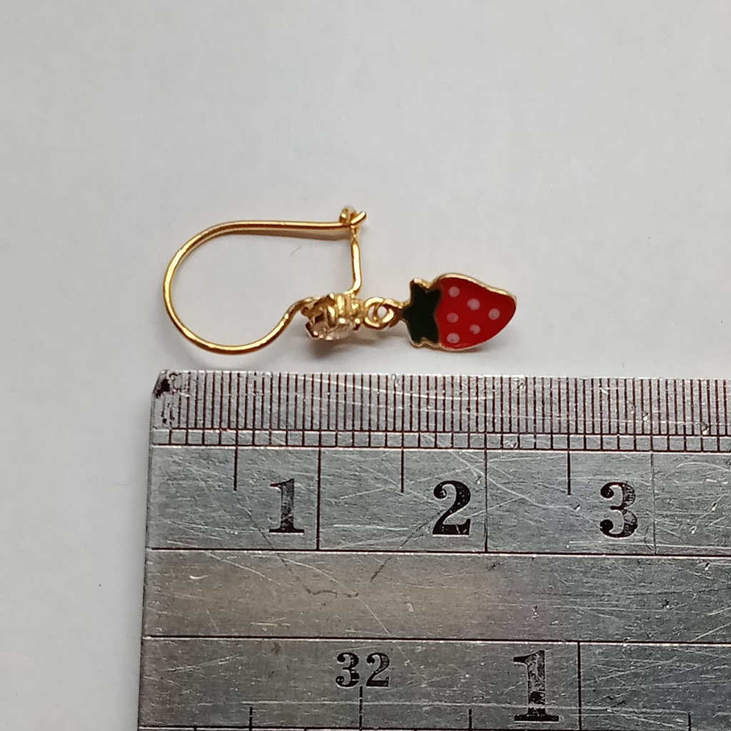 Anting Emas 17 K kadar 750 - model strawberry batu berat 1 gram - 1034