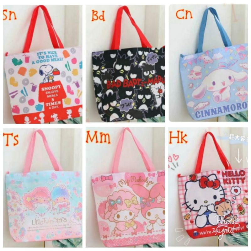 

Tas kanvas JUMBO Snoopy Badtz Maru Cinamoroll Hello Kitty My Melody Little Twin Stars