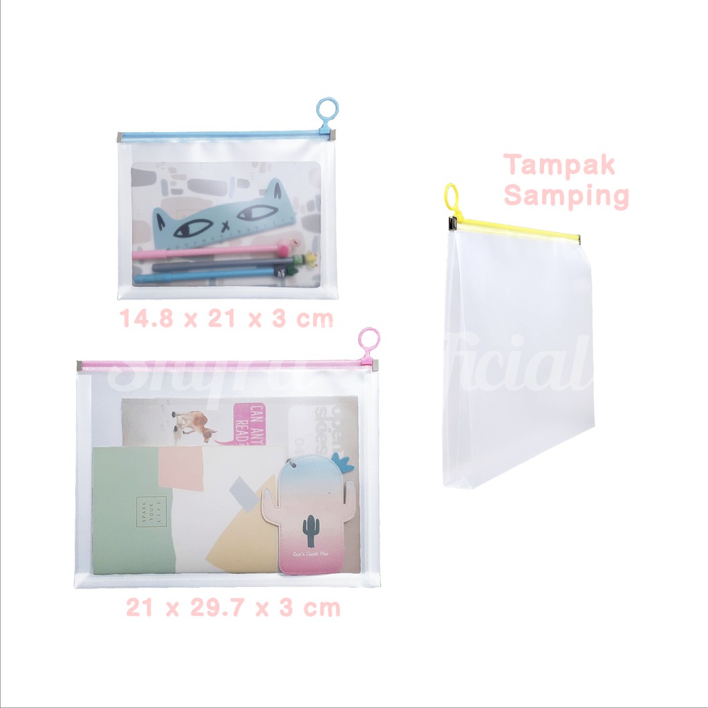 TEMPAT MASKER POUCH MASKER TEMPAT DOKUMEN TRANSPARAN SIZE A4 &amp; A5 STICKERS SHIFRA