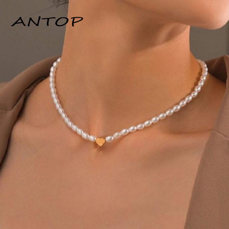 Fashion Korea Kalung Mutiara Cinta Panjang Asli Perhiasan Untuk Wanita Pearl Necklace ANTOP