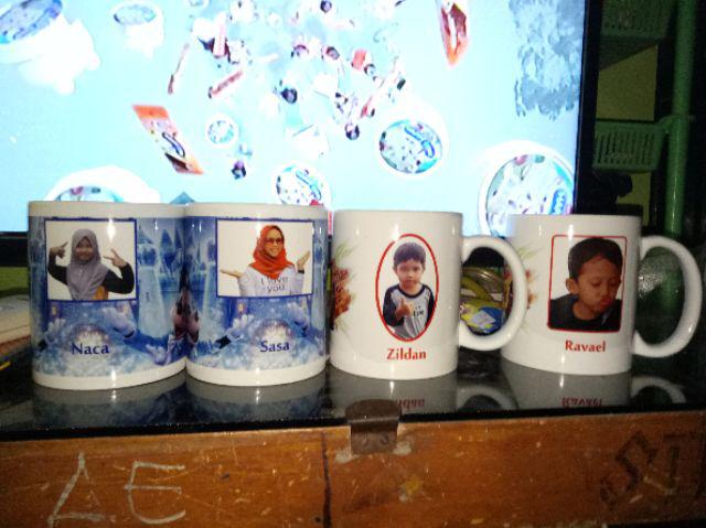 Min 12pcs - Souvenir Mug Cetak One Month / Hampers / Ultah / Manyue / Aqiqah Free Box Putih
