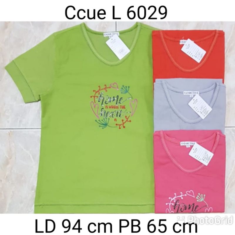 Kaos Ccue Calfia V - Neck Lengan Pendek Wanita | Blouse Kaos Calfia L