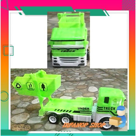 Mainan Truck Anak Truk Mini Mobil Hijau Pengangkut Sampah