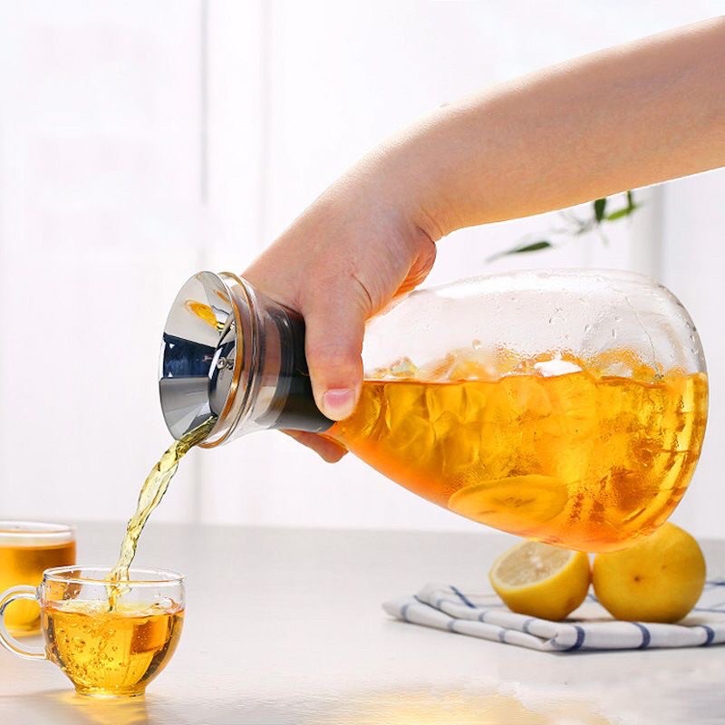 Botol Kaca Teko Pitcher Jus Air Teh / Teko Kaca Minuman Tahan Panas dan Dingin Infused Water